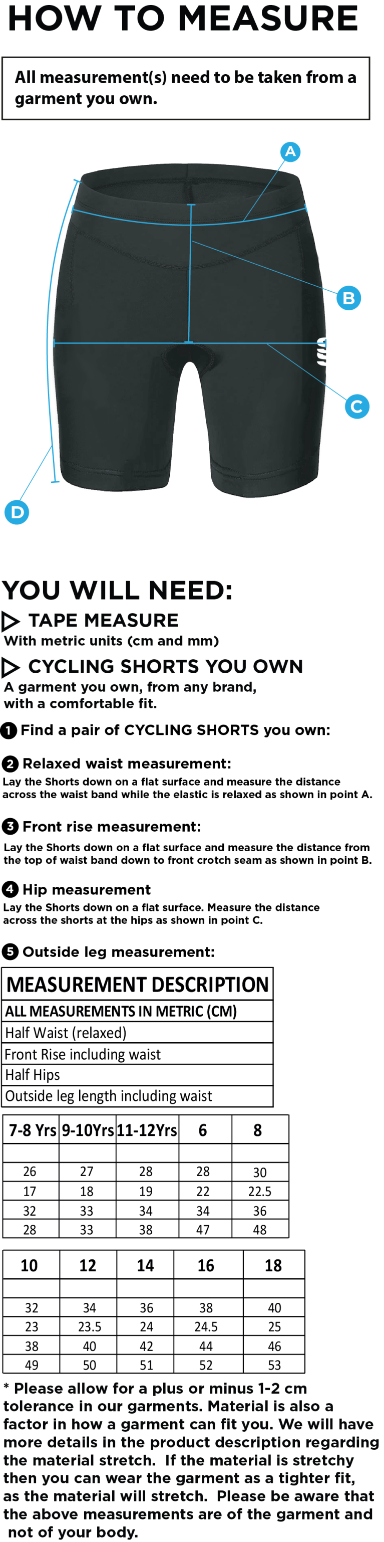 University of Chichester - Women's Dual Cycling Short : Navy - Size Guide