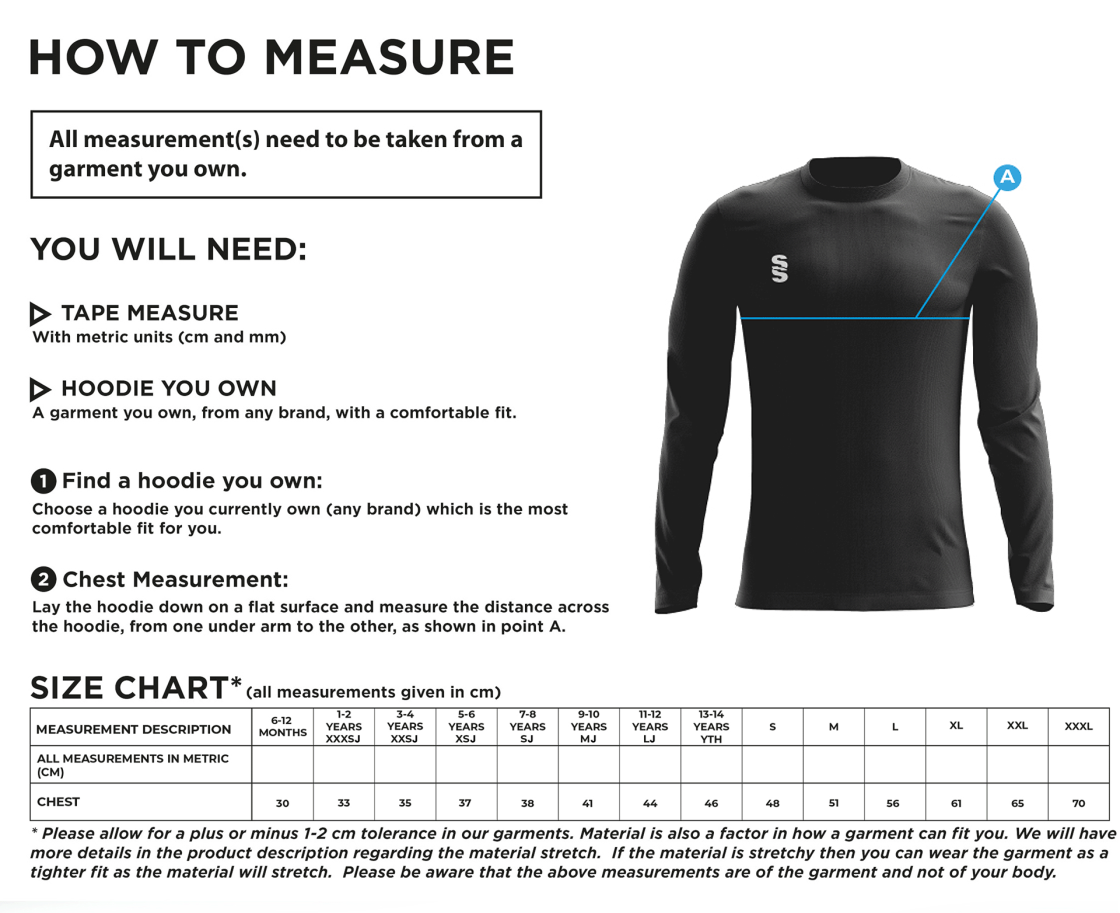 University of Chichester - Long Sleeved Ultimate Frisbee Shirt (Navy) - Men's - Size Guide