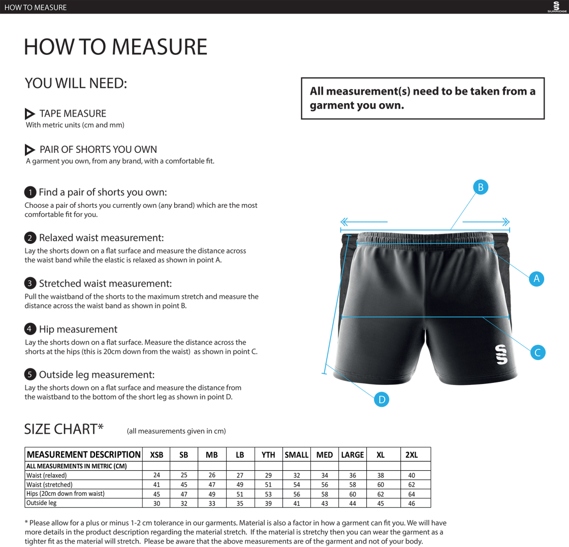 UOC MEN'S LACROSSE SHORT - Size Guide