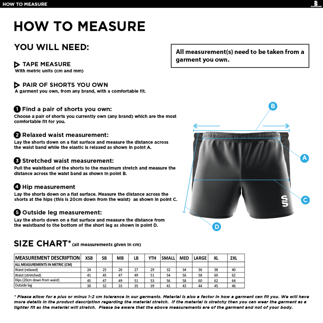 UOC MEN'S HOCKEY SHORT - Size Guide
