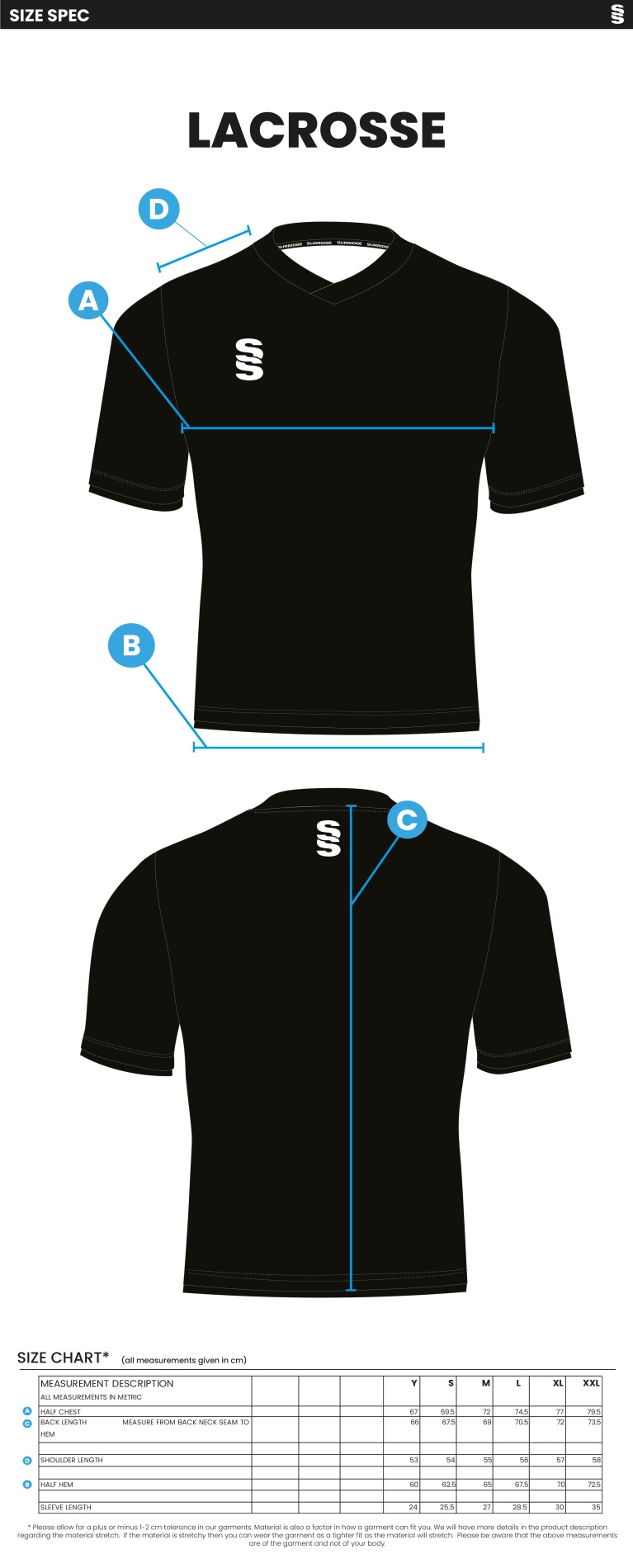UOC MEN'S LACROSSE SHIRT - Size Guide