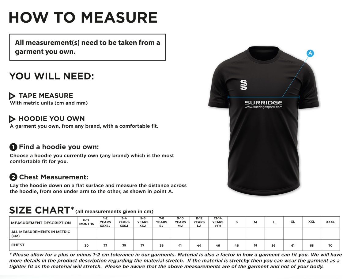 UOC MEN'S HANDBALL SHIRT - Size Guide