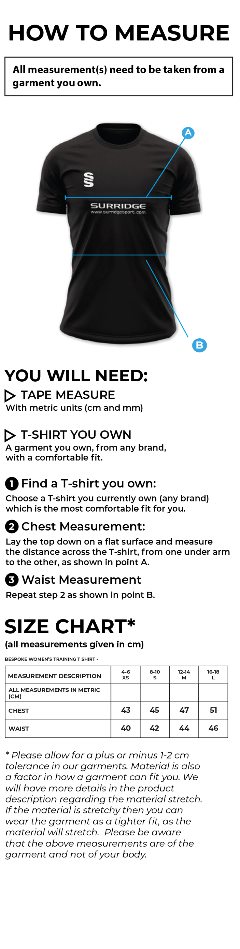 University of Chichester - Ultimate Shirt - Women's - Size Guide