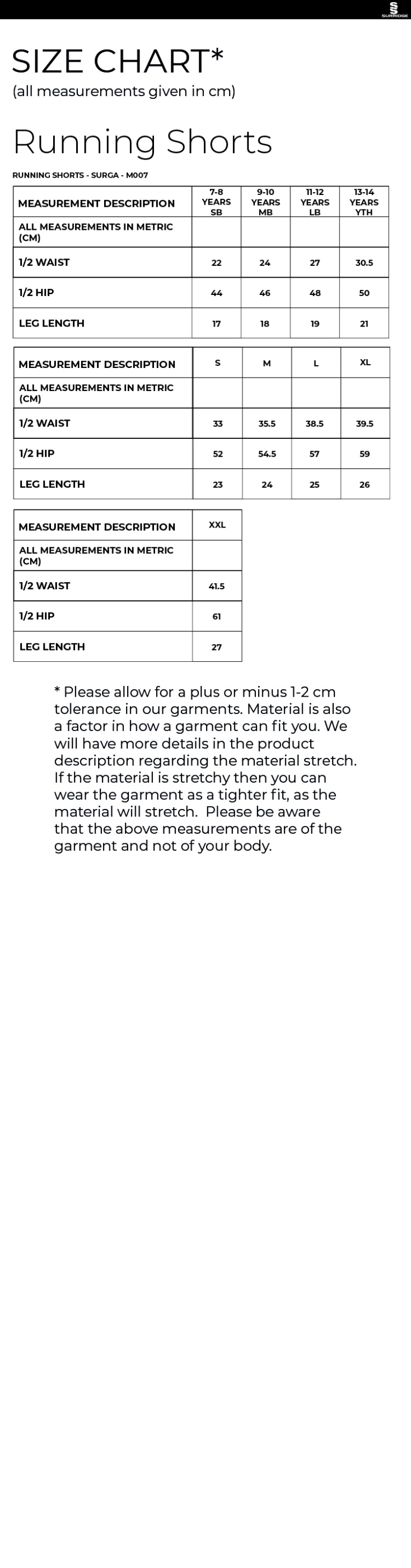 UOC ATHLETICS WOMEN'S SHORTS - Size Guide