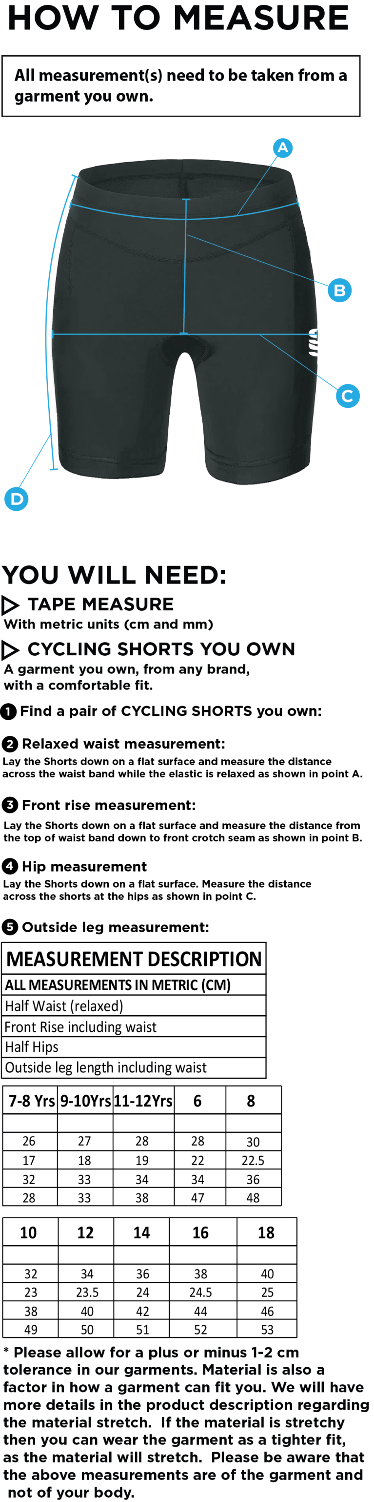 University of Chichester - Women's Dual Cycling Short : Navy - Size Guide