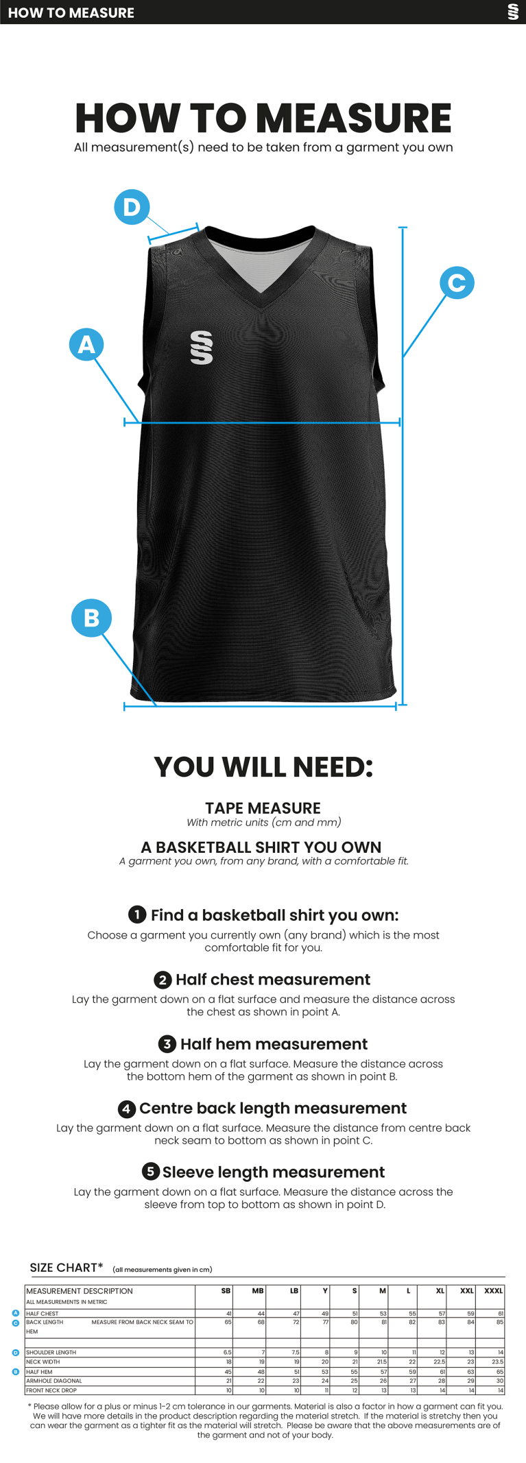 UOC MEN'S BASKETBALL VEST - Size Guide