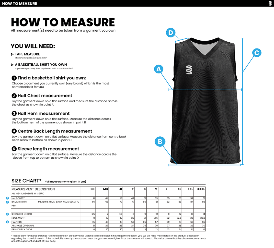 UOC MEN'S BASKETBALL VEST - Size Guide