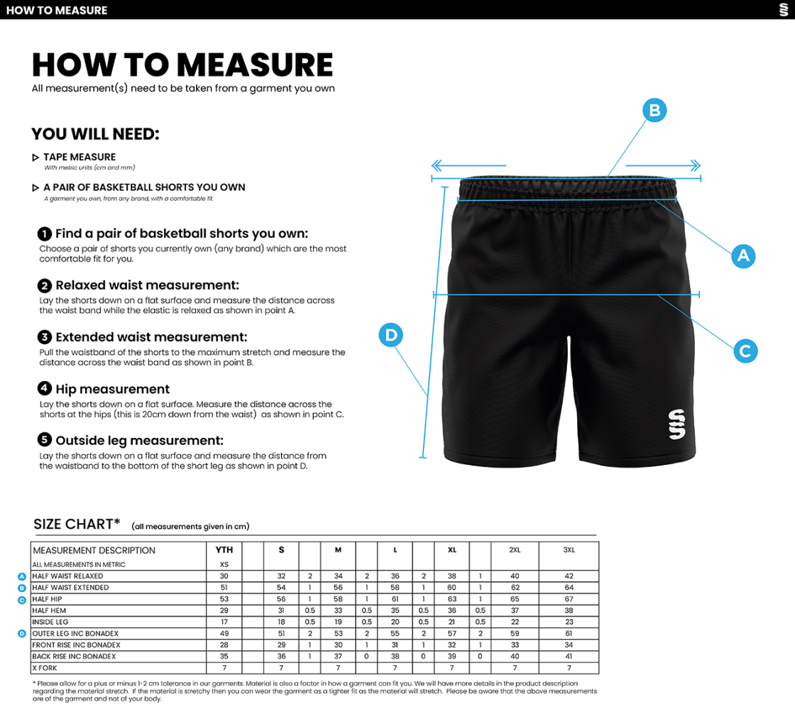 UOC BASKETBALL SHORT - Size Guide