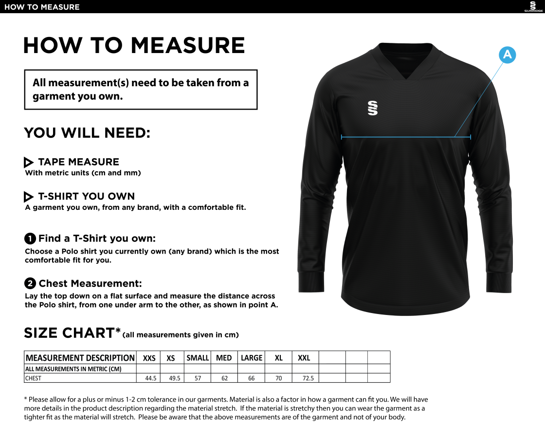 UOC HOCKEY SMOCK LONG SLEEVE - Size Guide